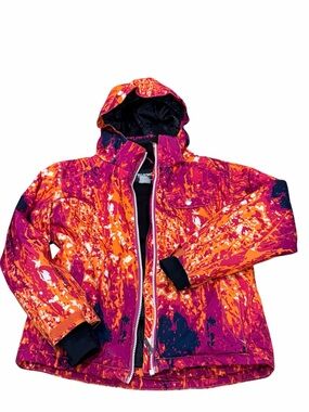 Sunice, Girl’s Orange and Pink Hooded Ski Jacket, Size 10